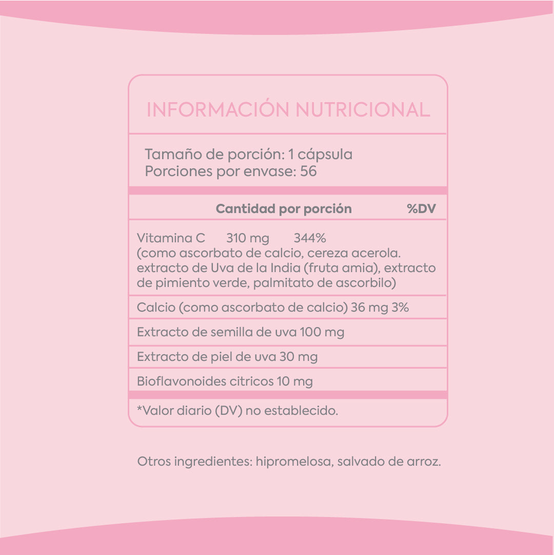 Vitamina C con extracto de semilla de uva y bioflanoides