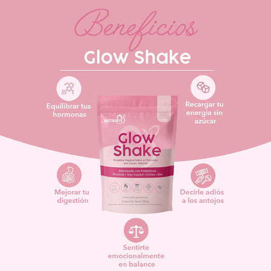 Glow Shake Nutriifit – Proteína Vegetal con Inositol, Probióticos y Zinc | Sabor Chocolate 560g